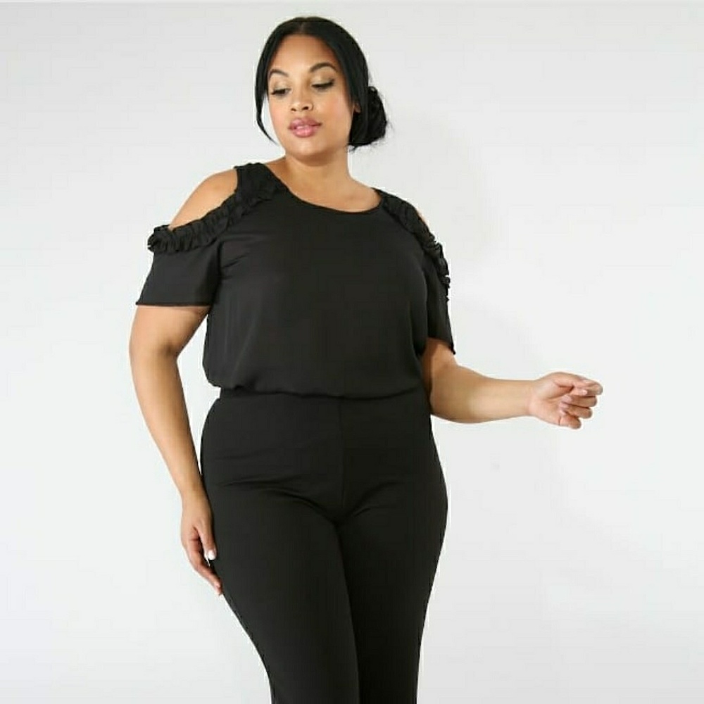 Ruffled Cold Shoulder Top